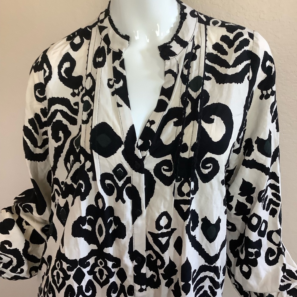 Zara Black and Cream Patterned Women's Dress - Picture 6 of 10